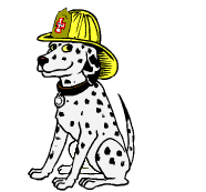 gif animé chien dalmatien pompier